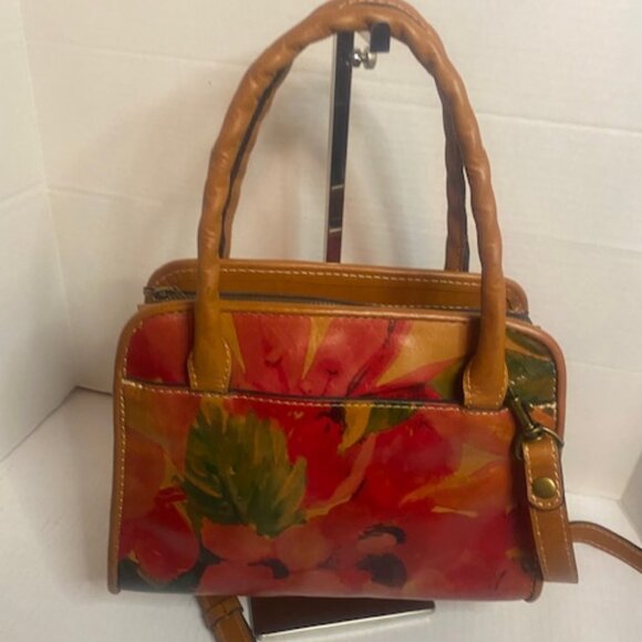 Patricia Nash Floral Satchel‎ Top Handle Leather Bag Purse Medium - Picture 2 of 8